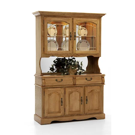 52" China Hutch with Two Half Doors with Two Drawer Buffet